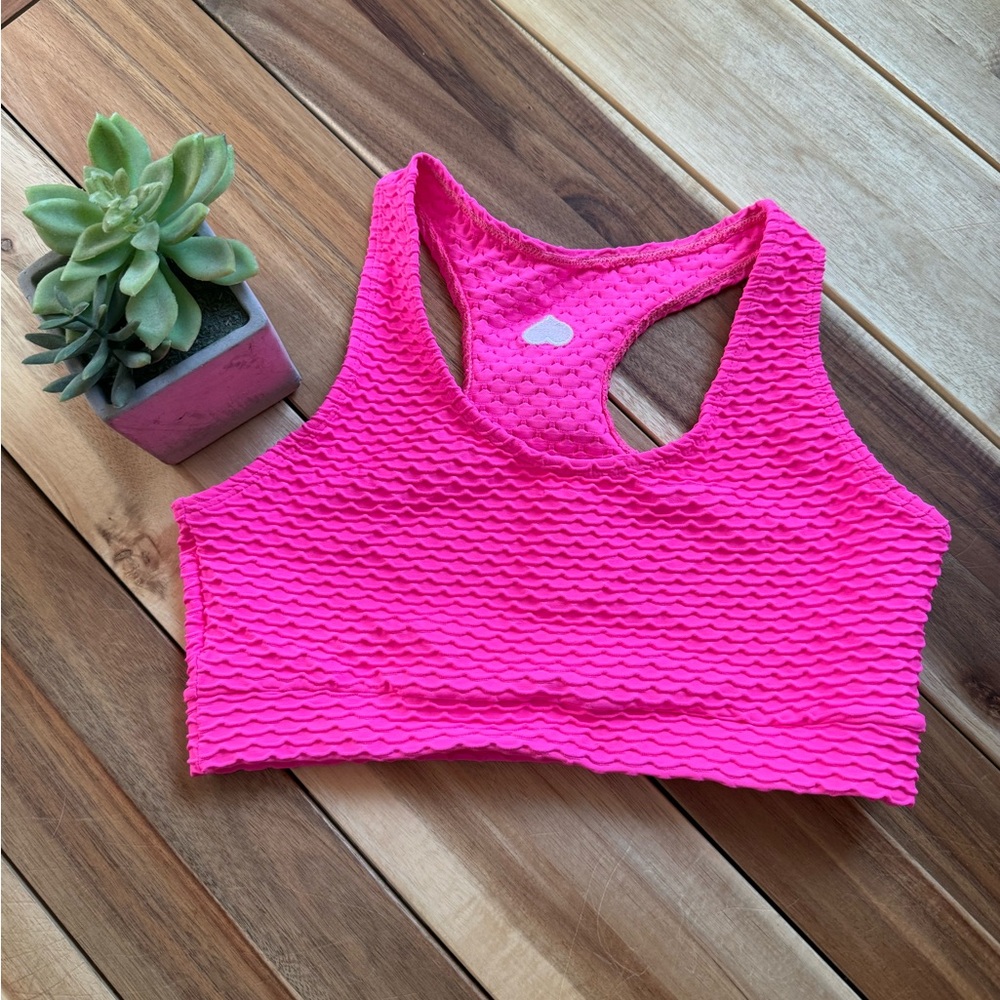 Booty by brabants sports bra neon bright pink hot